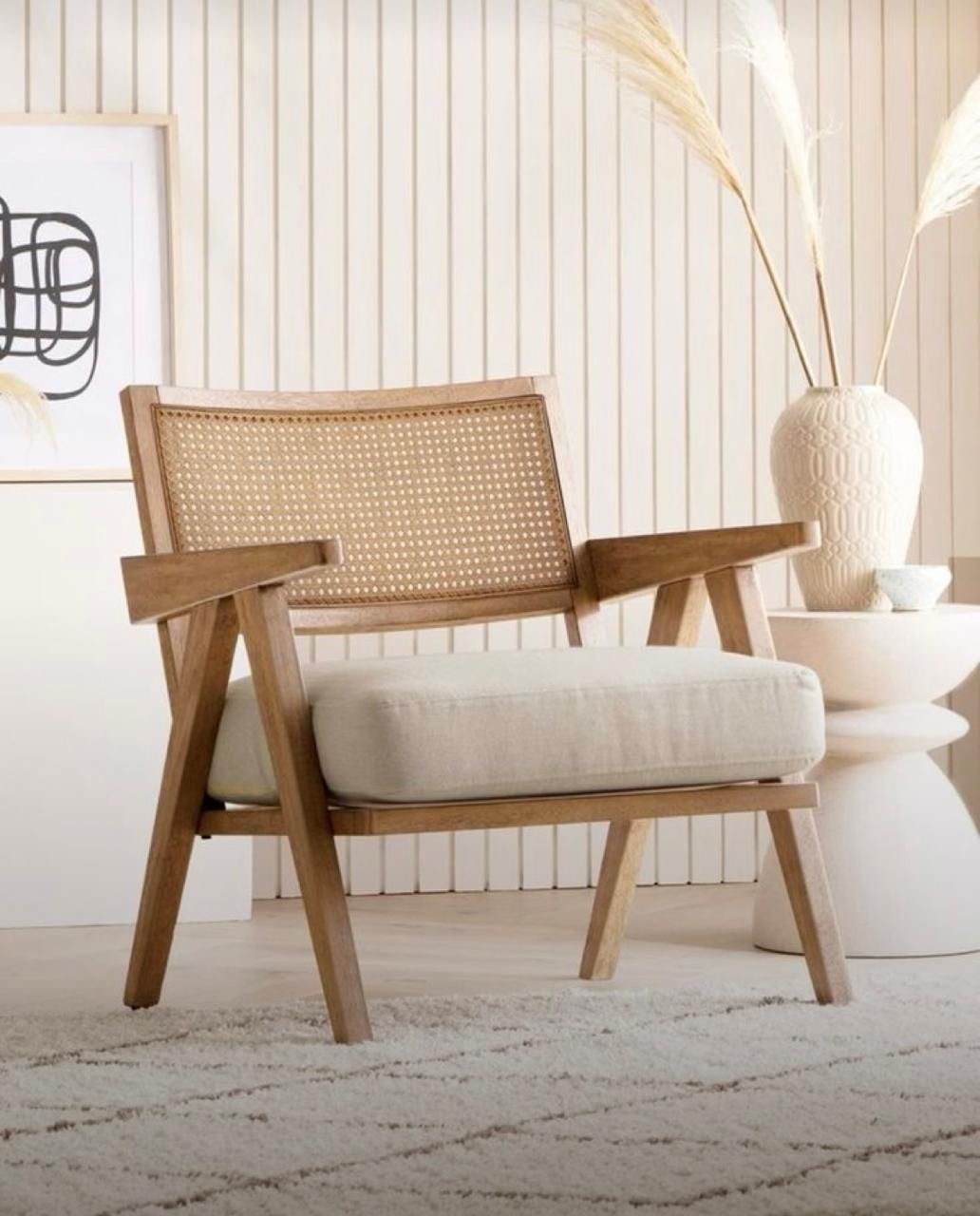 Beige Cane Chair