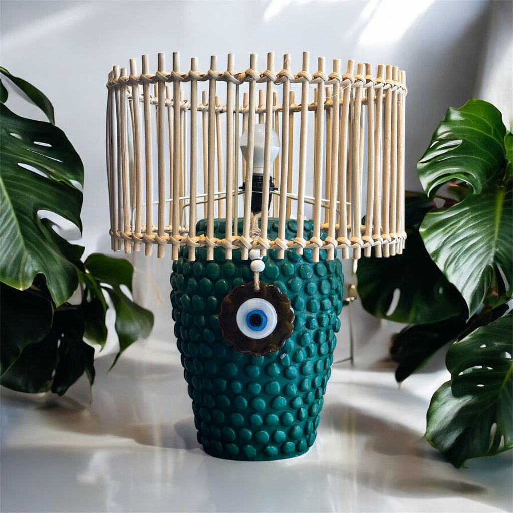 Ball Shaped Lamp with Wicker Shade