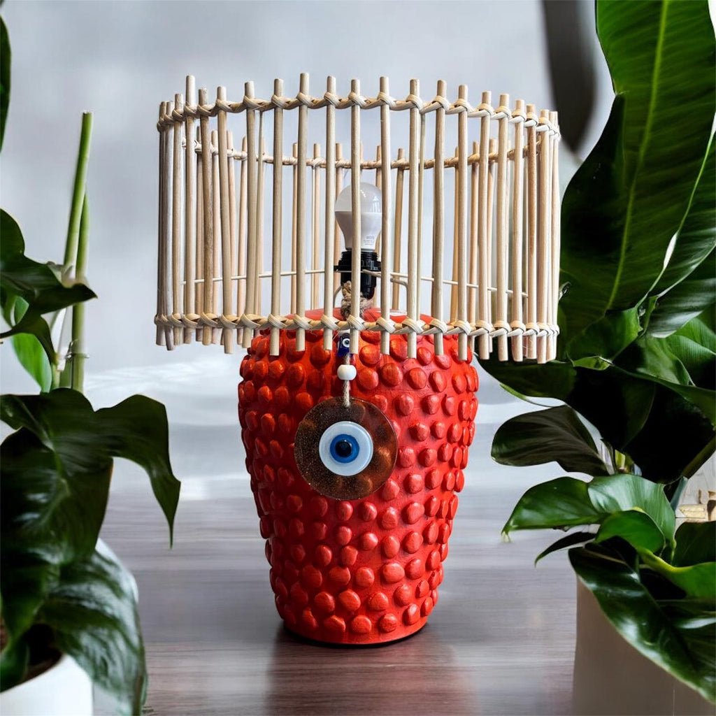 Ball Shaped Lamp with Wicker Shade