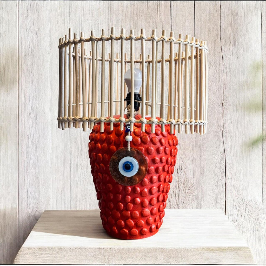 Ball Shaped Lamp with Wicker Shade