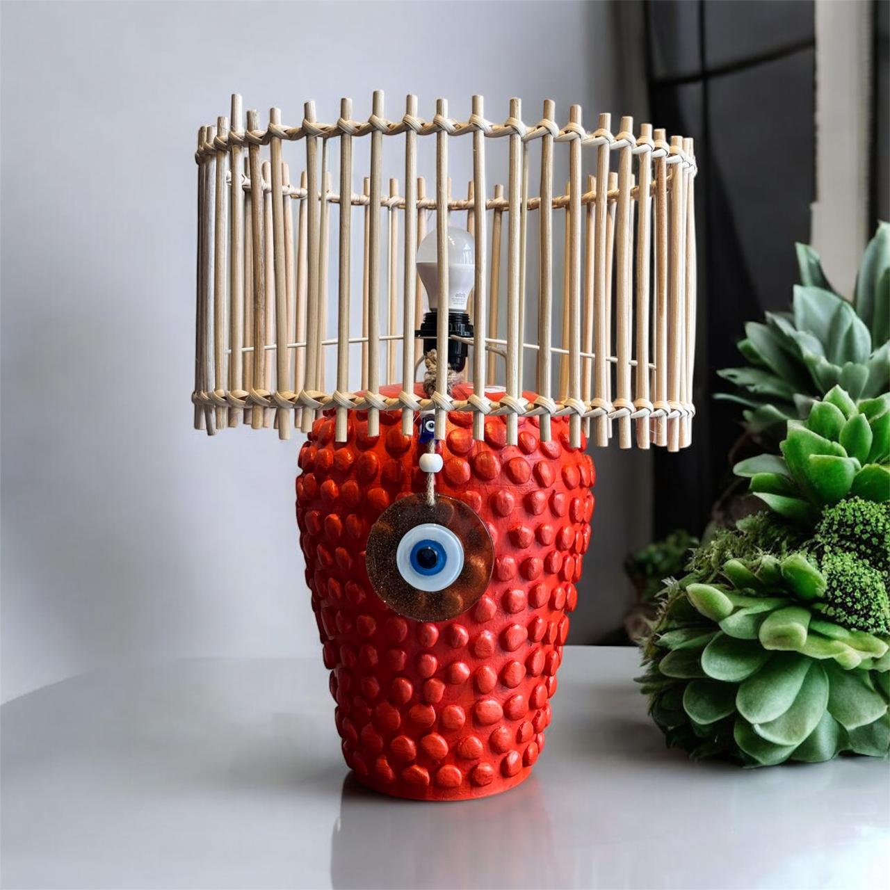 Ball Shaped Lamp with Wicker Shade