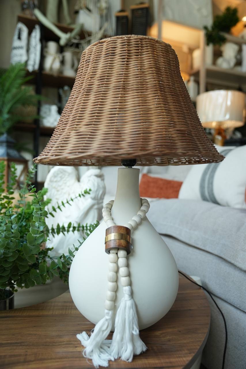 Large Clay Pottery Lamp